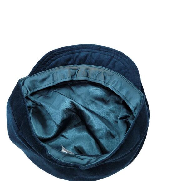 Vintage 80's Hat Poor Boy Cabbie Driver Newsboy Paperboy Newsy Velvet Teal - Picture 8 of 9
